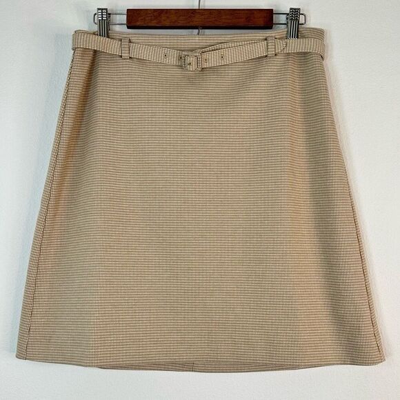Ann Taylor The Petite Belted Aline Mini Skirt Micro Houndstooth Double Knit NWT - Picture 1 of 10
